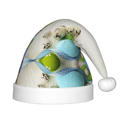 SGZLZBWK Ostereier mit Schmetterlings-Weihnachtsmannmützen, weiche, gemütliche Weihnachtsmütze für Kinder, klassische Urlaubsmütze für Neujahrsparty von SGZLZBWK