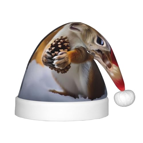 SGZLZBWK Weihnachtsmütze mit Eichhörnchen-Motiv, weich, gemütlich, Weihnachtsmütze für Kinder, klassische Urlaubsmütze für Neujahrsparty SGZLZBWK Weihnachtsmütze mit Eichhörnchen-Motiv, weich, gemütlich, Weihnachtsmütze für Kinder, klassische Urlaubsmütze für Neujahrsparty von SGZLZBWK