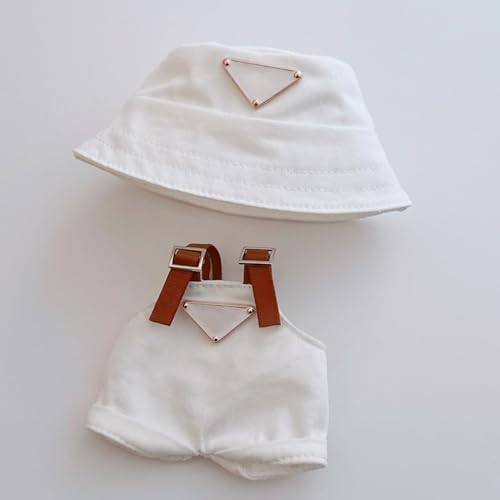 17 cm langes Kleidungsset (ohne Puppe), Hut und Overall für 17 cm Zubehör-Anzug, niedliche Kleidung zum Verkleiden, einzigartiger Stil (Khaki) (weiß) von SGerste