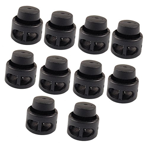 Kordelstopper aus Kunststoff, 2 Löcher, Schwarz, 10 Stück von SGerste