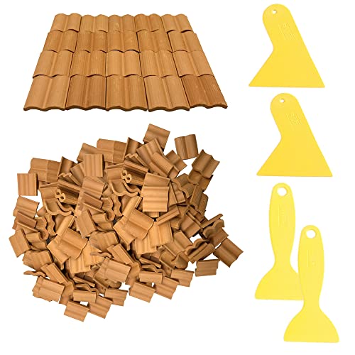 Rote Mini-Dachziegel, Set mit roten Miniatur-Fliesen mit Schaber, Dachziegel, gefälschte Fliesen, Modell-Landschaftszubehör, Puppenhaus, gefälschte Fliesen für Heimwerker, Puppenhaus, Ziegel, Diorama, Rote Mini-Dachziegel, Set mit roten Miniatur-Fliesen mit Schaber, Dachziegel, gefälschte Fliesen, Modell-Landschaftszubehör, Puppenhaus, gefälschte Fliesen für Heimwerker, Puppenhaus, Ziegel, Diorama, von SGerste