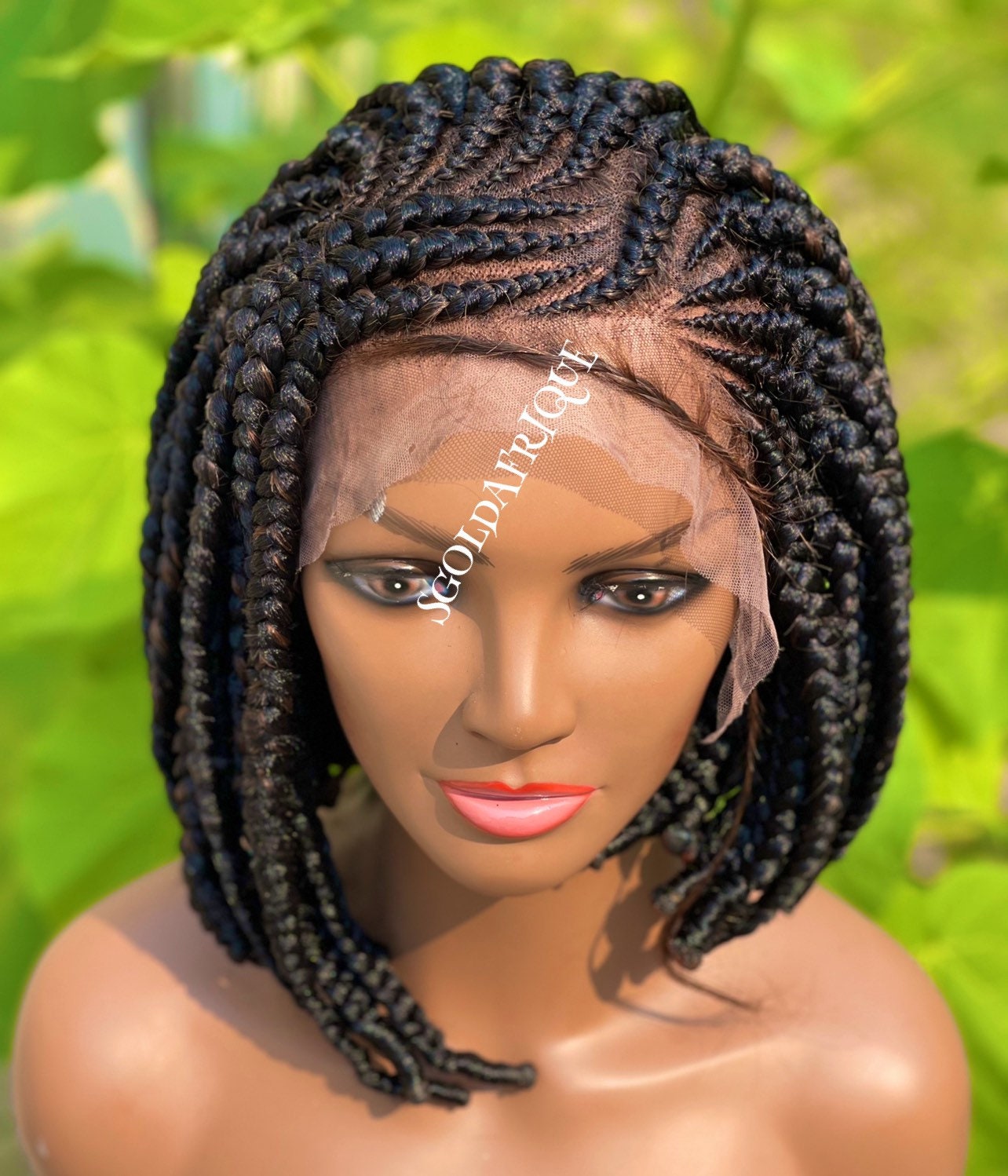 Lace Frontal 13 4 Cornrow Bob Perücke, 12/13 Zoll von SGoldAfrique