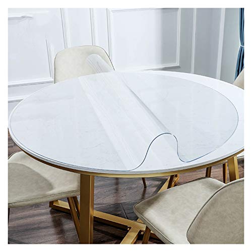SHAARI Runden PVC Tischdecke Wasserdicht Öl resistent rutschfest Plastik Tischschutz zum Heimgebrauch Büro, Transparent, Anpassbar (2.0mm,Diameter-135CM) von SHAARI
