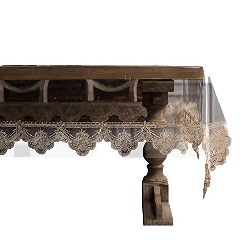 SHAARI Tischdecke Mit Spitze Transparent Plastik Wasserdicht Verbrühungshemmend Tischschutz Zum Esstisch Kaffetisch Fernsehschrank, Anpassbar (140x220cm) von SHAARI