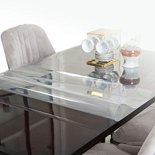 SHAARI Tischdecke Transparent Glas Kristallplatte Verbrühungshemmend Couchtischmatte PVC Wasserdicht Ölbeständig Keine Wäsche Tischset, Dicke 1,5/2,0/3,0mm Anpassbar (2.0mm,200x300cm) von SHAARI
