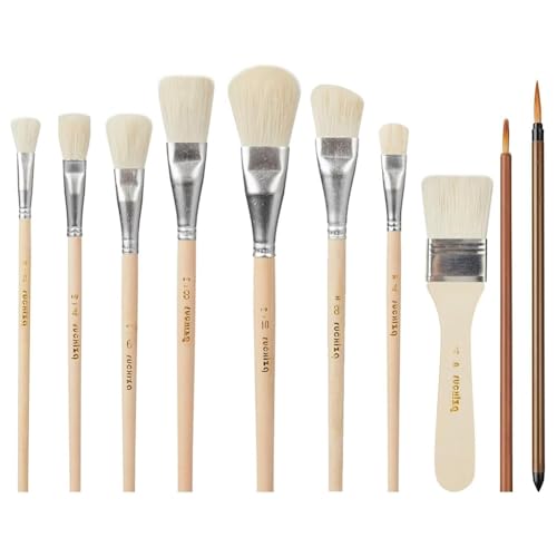 SHABD Mopp-Pinsel für Acrylmalerei, 10-Teiliges Glasurpinsel-Set für Töpferwaren, Mopp-Pinsel-Set Aus Ziegenhaarmischung für Töpferwaren-Acrylfarbe SHABD Mopp-Pinsel für Acrylmalerei, 10-Teiliges Glasurpinsel-Set für Töpferwaren, Mopp-Pinsel-Set Aus Ziegenhaarmischung für Töpferwaren-Acrylfarbe von SHABD