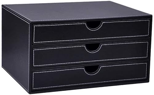 Schubladenbox für das Büro, Aktenordner für das Heimbüro, Schubladen, Schreibtisch-Organizer aus PU-Leder mit 3 Schubladen, für A4-Schreibwaren, PaperMagazineBo von SHABOZ