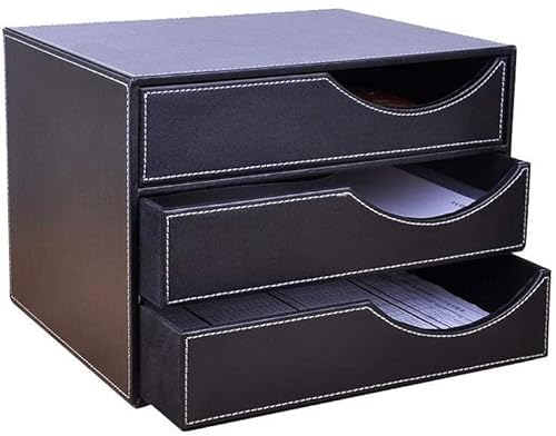 Schubladenbox für das Büro, Aktenordner für das Heimbüro, Schubladen, Schreibtisch-Organizer aus PU-Leder mit 3 Schubladen, für A4-Schreibwaren von SHABOZ