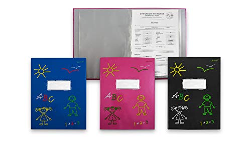 Zeugnismappe für grundschule r DIN A4 mit 20 Klarsichthüllen (pink) von SHACAMO