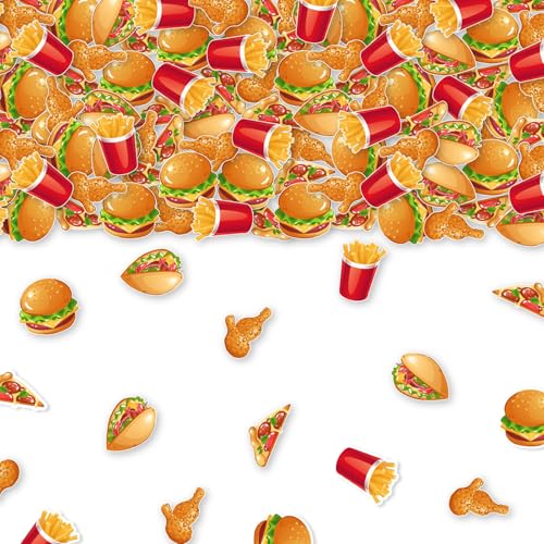 SHADOAMP 200 Stück Hamburger Pommes Taco Gebratenes Hühnerbein Tischkonfetti, Fast Food Thema Konfetti Fast Food Party Dekoration Doppelseitiger Druck für Französisch Fast Junk Food Geburtstag Party von SHADOAMP
