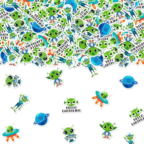 SHADOAMP Alien-Party-Dekorationen, 200 Stück, Alien-Konfetti, UFO-Raumschiff, Weltraum, Hello Earthling, Papierkonfetti, Tischdekorationen für Jungen, fliegende Untertasse, Universum, Geburtstag von SHADOAMP