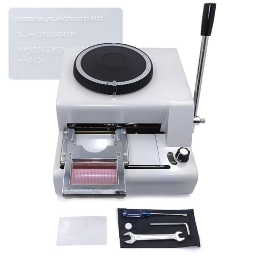 SHAHRYAR Manuelle 72-Zeichen-Stempelmaschine,Anzahl Der Prägelinien: 1–12,Druckfläche: 85,5 Mm X 55 Mm,Geeignet Für Erkennungsmarken, Schilder, Aluminiumschilder Usw von SHAHRYAR