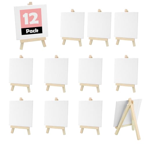 12Stück Mini Leinwand mit Staffelei, SHAIDOJIO 8x15cm Staffelei Klein mit 10x10cm Mini Leinwand, Faltbare Klein Tischstaffelei Holz für Display für Fotos Gemälde Hochzeit Kinder Partys Telefone 12Stück Mini Leinwand mit Staffelei, SHAIDOJIO 8x15cm Staffelei Klein mit 10x10cm Mini Leinwand, Faltbare Klein Tischstaffelei Holz für Display für Fotos Gemälde Hochzeit Kinder Partys Telefone von SHAIDOJIO