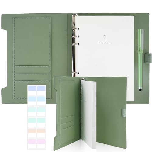 Ringbuch A5, Grün Ringbuch A5 Nachfüllbar, 160 Seiten Notizbuch mit Stift und Stifthalter, Hardcover PU Journal Notizbuch mit 6 Ringen, Tagebuch mit Book Tabs Geeignet als Ordner Binder Planer Ringbuch A5, Grün Ringbuch A5 Nachfüllbar, 160 Seiten Notizbuch mit Stift und Stifthalter, Hardcover PU Journal Notizbuch mit 6 Ringen, Tagebuch mit Book Tabs Geeignet als Ordner Binder Planer von SHAIDOJIO