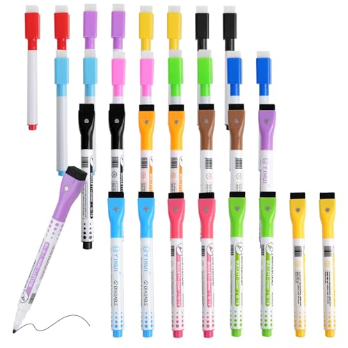 SHAIDOJIO 32 Stück Whiteboard Marker, 10 Farben Whiteboard Stifte Magnetisch, White Board Stifte Abwischbar, Dry Erase Marker, Abwischbare Stift für Zuhause Büro Schreibtafel, 1-2MM von SHAIDOJIO