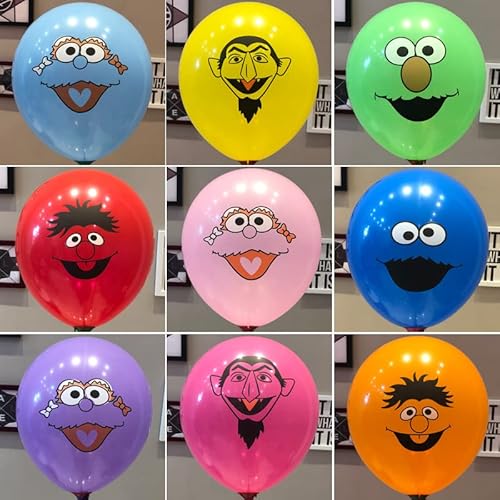 Dekorationsballons für Sesame Street, Smiley Luft-Ballons, 50Stk-12" Cartoon Luftballon Geburtstagsballons Party, Bunte Luftballons, Latexballons für Kinderspiele von SHAMO