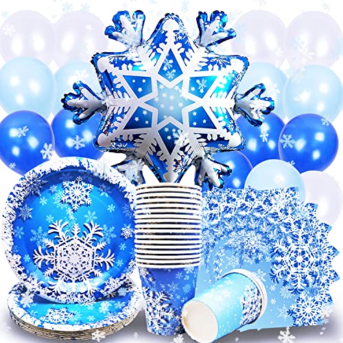 Schneeflocke Partygeschirr,Weihnachten Party Set, Kindergeburtstag, Party Deko, Baby Shower, Tischdekoration im Winterwunderland,Schneeparty-Dekorationsset, Schneeballons Schneeflocke Partygeschirr,Weihnachten Party Set, Kindergeburtstag, Party Deko, Baby Shower, Tischdekoration im Winterwunderland,Schneeparty-Dekorationsset, Schneeballons von SHAMO
