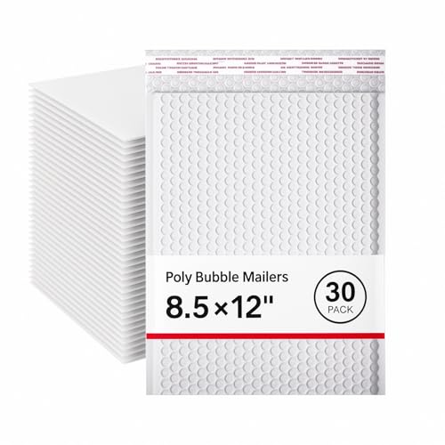 Luftpolster-Versandtaschen, 21,6 x 30,5 cm, Weiß, selbstklebend, wasserdicht, leicht, für dicke Bücher, Kleidung, Urlaubsgeschenke, Geschäftsverpackungen, 30 Stück Luftpolster-Versandtaschen, 21,6 x 30,5 cm, Weiß, selbstklebend, wasserdicht, leicht, für dicke Bücher, Kleidung, Urlaubsgeschenke, Geschäftsverpackungen, 30 Stück von SHANDERBAR