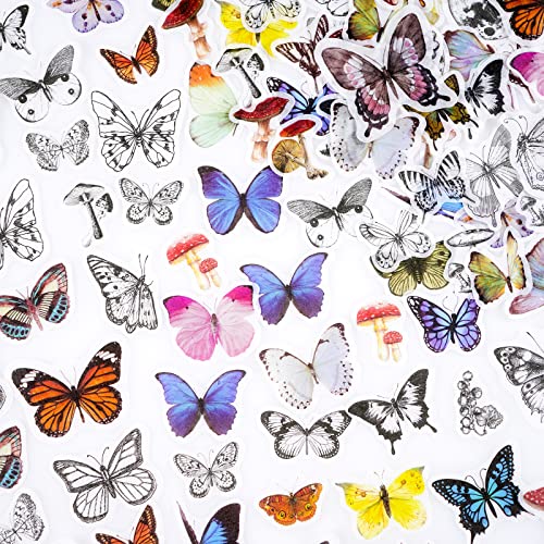 100-Stücke Schmetterling Aufkleber Stickers, Vintage Schmetterling Washi Aufkleber für Natur Scrapbook Supplies Junk Journal Planer Laptops Papier Handwerk Fotoalben Kalender von SHANFAA