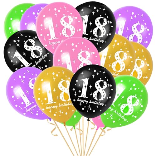 18th Happy Birthday Ballons, 15 Stück 12 Zoll Latex Zahl Geburtstag Ballons, 18th Birthday Party Ballons für Mädchen Jungen 18th Birthday Jubiläum Dekoration von SHANFAA