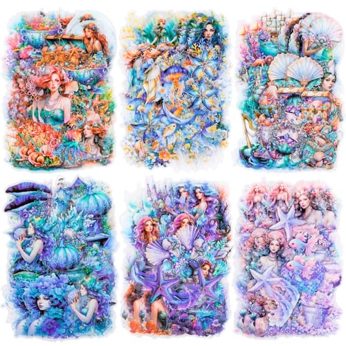 180 Stück Fantasy Ocean Life Meerjungfrau Aufkleber - PET Transparent, Wasserdicht Marine Life Kollektion für Scrapbooking, DIY Handwerk, Laptops, Journal, Geschenke von SHANFAA