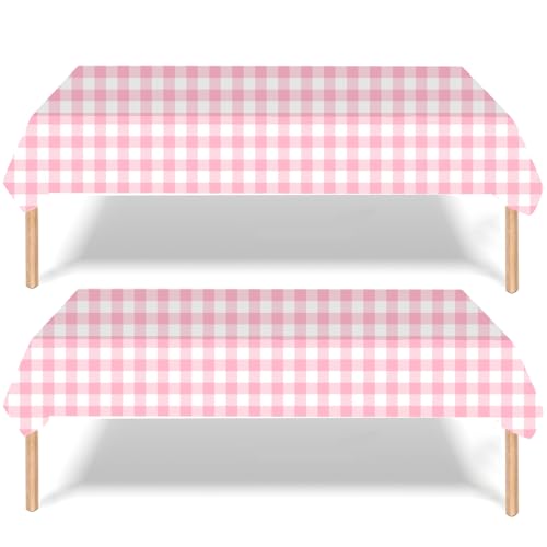 2 Stück Pink Gingham Tischdecke Pink und weiße Scheiben Tischdecken, 130cm x 220cm Kunststoff Gingham Tischdecken wasserdichte Rechteck Picknick Tischdecken für Geburtstagsfeier 2 Stück Pink Gingham Tischdecke Pink und weiße Scheiben Tischdecken, 130cm x 220cm Kunststoff Gingham Tischdecken wasserdichte Rechteck Picknick Tischdecken für Geburtstagsfeier von SHANFAA