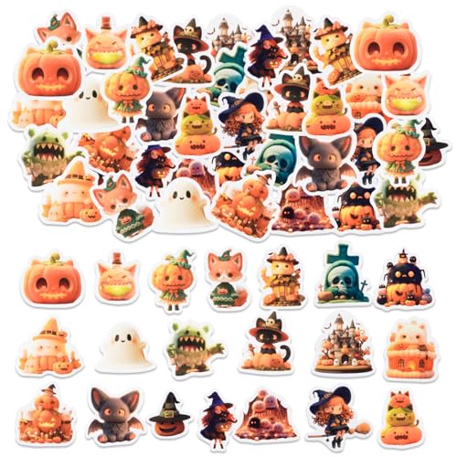 40 Stück Halloween Aufkleber, Cartoon Kürbis, Hexe, Geist, Katze Halloween Element Aufkleber für Kinder Teenager Erwachsene Reisekoffer, Laptop, Planer, Kalender, Scrapbook, Koffer, Notebooks 40 Stück Halloween Aufkleber, Cartoon Kürbis, Hexe, Geist, Katze Halloween Element Aufkleber für Kinder Teenager Erwachsene Reisekoffer, Laptop, Planer, Kalender, Scrapbook, Koffer, Notebooks von SHANFAA