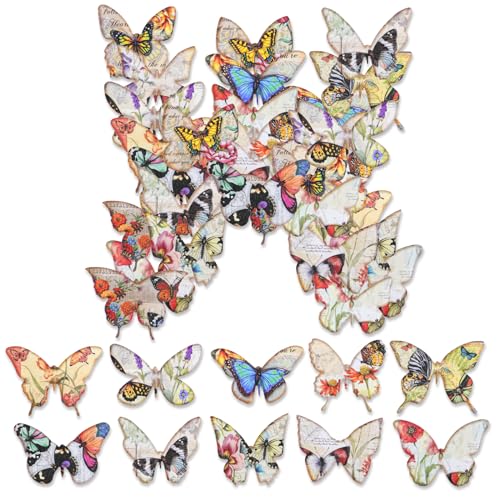 45 Stücke Vintage Schmetterling Aufkleber, spezielle geformte schöne Schmetterling Sammlung Aufkleber für Scrapbooking, DIY Handwerk, Laptops, Junk Journal, Geschenke für Erwachsene, Kind von SHANFAA