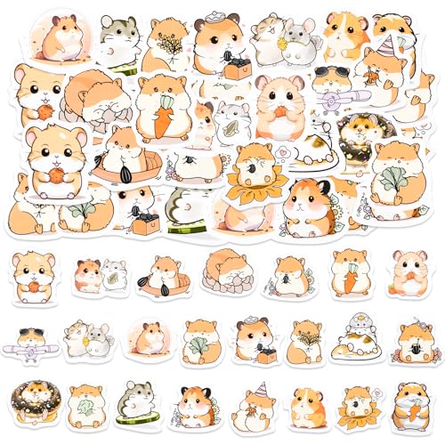 46 Stücke Hamster Aufkleber,Nette Tier Aufkleber, Cartoon Hamster Scrapbook Dekoration Aufkleber für Journaling Wasserflasche Album, Telefon Fall, Laptop Colorful von SHANFAA