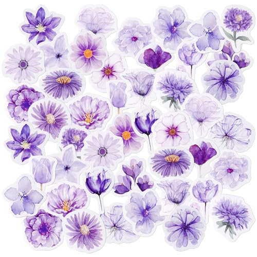 46 Stücke Lila Orchidee Aufkleber, Mini Größe Natur Blume Aufkleber, Scrapbook Zubehör Scrapbooking Aufkleber für Reisekoffer, Laptop, Planer, Kalender, Koffer, Notizbücher, Journa von SHANFAA