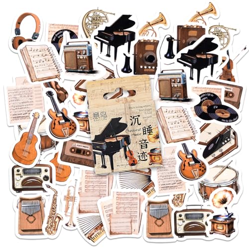 46 Stücke Musikinstrument Aufkleber, Vintage Musikthema Aufkleber für Kinder Teens Erwachsene Reisekoffer, Laptop, Planer, Kalender, Scrapbook, Koffer, Notizbücher, Journal 46 Stücke Musikinstrument Aufkleber, Vintage Musikthema Aufkleber für Kinder Teens Erwachsene Reisekoffer, Laptop, Planer, Kalender, Scrapbook, Koffer, Notizbücher, Journal von SHANFAA