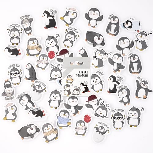 46 Stücke Nette Pinguin Aufkleber, Cartoon Tier Thema für Kinder Teens Erwachsene - Reisekoffer, Laptop, Planer, Kalender, Scrapbook, Koffer, Notizbücher, Journal von SHANFAA
