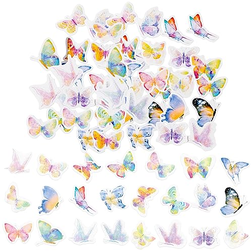 46 Stücke Schmetterling Aufkleber, Aquarell Schmetterling Aufkleber Stickers Kleine Größe Scrapbook Dekorative Schmetterling Aufkleber für Journaling Album, Telefon Fall, Laptop, Karte Herstellung von SHANFAA