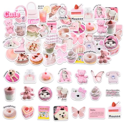 50 Stück Rosa Aufkleber, Preppy ästhetische Aufkleber für Mädchen Frauen Kinder Reisekoffer, Laptop, Planer, Kalender, Scrapbook, Koffer, Notebooks, Journal 50 Stück Rosa Aufkleber, Preppy ästhetische Aufkleber für Mädchen Frauen Kinder Reisekoffer, Laptop, Planer, Kalender, Scrapbook, Koffer, Notebooks, Journal von SHANFAA