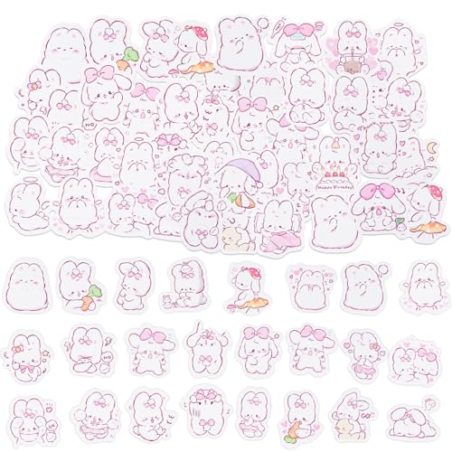 Kleine Kaninchen Aufkleber, 45Pcs Nette Kaninchen Tier Aufkleber für Scrapbooking Journaling Planer Laptop Tagebuch Planer Collage Umschlag Telefon Fall DIY Kunst Handwerk Dekoration von SHANFAA