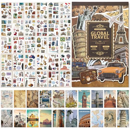Reise-Scrapbook-Aufkleber, 300 Stück, vorgeschnittene Washi-Aufkleber, 20 Stück, Scrapbook-Papier, Weltreiseaufkleber für Tagebuch, Notizbuch, Wasserflasche, Album, Handyhülle, Laptop, Reise-Scrapbook-Aufkleber, 300 Stück, vorgeschnittene Washi-Aufkleber, 20 Stück, Scrapbook-Papier, Weltreiseaufkleber für Tagebuch, Notizbuch, Wasserflasche, Album, Handyhülle, Laptop, von SHANFAA