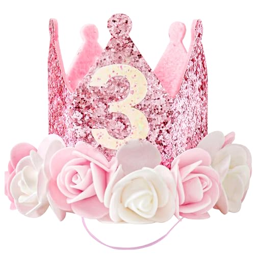 SHANFAA Hut für Mädchen zum 3. Geburtstag, Prinzessinnenkrone, verstellbar, Partyhüte für Mädchen, 3. Geburtstag, Party-Dekorationen SHANFAA Hut für Mädchen zum 3. Geburtstag, Prinzessinnenkrone, verstellbar, Partyhüte für Mädchen, 3. Geburtstag, Party-Dekorationen von SHANFAA