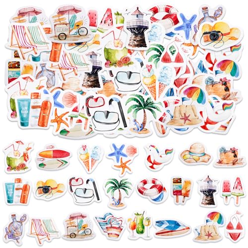 Sommer Strand Aufkleber 46PCS, Hawaiian Strand Surfen Aufkleber für Scrapbooking, DIY Handwerk, Laptops, Journal, Geschenke für Erwachsene, Kind von SHANFAA