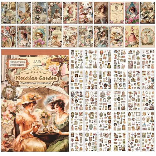 Viktorianische Scrapbook Aufkleber Buch Supplies, 450 Pre-Cut Washi Aufkleber 20 Scrapbook Papier, Vintage viktorianische Menschen Aufkleber für Journaling Wasserflasche Album, Telefon Fall, Laptop Viktorianische Scrapbook Aufkleber Buch Supplies, 450 Pre-Cut Washi Aufkleber 20 Scrapbook Papier, Vintage viktorianische Menschen Aufkleber für Journaling Wasserflasche Album, Telefon Fall, Laptop von SHANFAA
