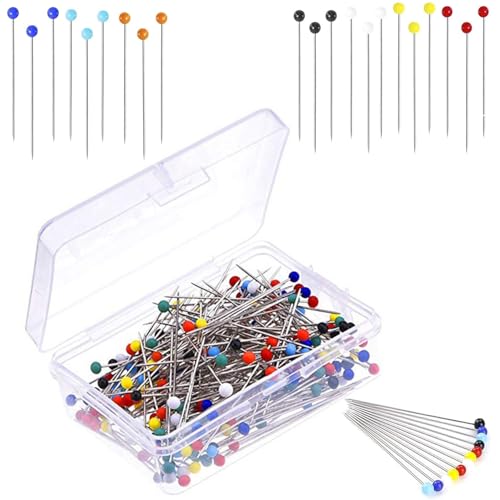250 Stück Nähnadeln, gerade Nadel für Stoff, Perlglanz-Kugelkopf, Quiltnadeln, lang, 3,8 cm, mehrfarbig, Anstecknadeln für Schneider, Schmuck, DIY-Dekoration, Handwerk und Nähprojekte von SHANGFENG