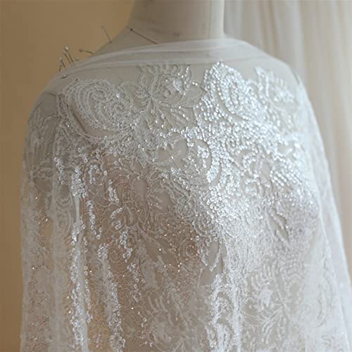 MLYY Stoff Meterware Weißer afrikanischer Spitzenstoff für Hochzeitskleid/Nähen/Basteln, Frühling Sommer Indoor Outdoor Party Dekoration, Mädchen/Damen/Bekleidungsdesigner, 130 cm breit MLYY Stoff Meterware Weißer afrikanischer Spitzenstoff für Hochzeitskleid/Nähen/Basteln, Frühling Sommer Indoor Outdoor Party Dekoration, Mädchen/Damen/Bekleidungsdesigner, 130 cm breit von SHANGMAOYO