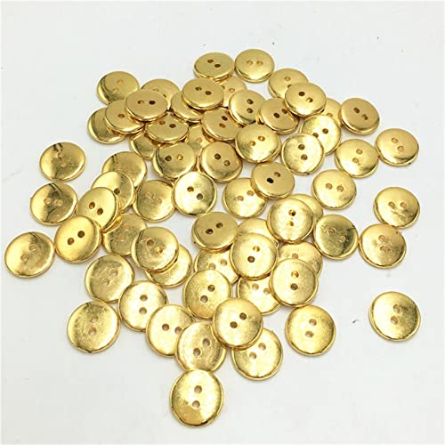 SHANGMAOYO Neue 100 Stück goldene Kunststoffknöpfe 12 mm Nähhandwerk 2 Löcher knöpfe von SHANGMAOYO