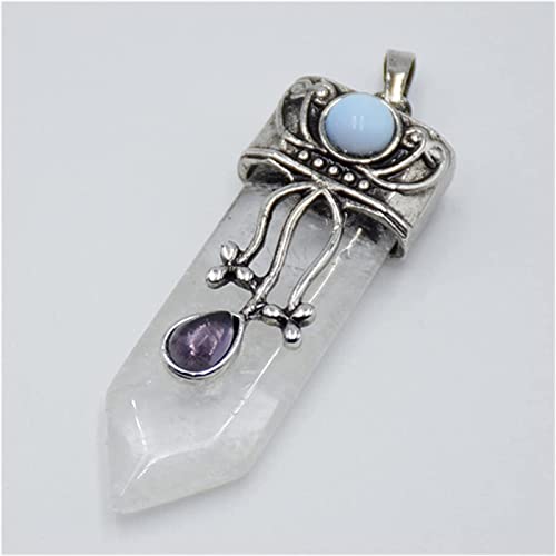 Schmuck selber machen Natürlicher Amethyst Rosa Quarz Stein Schwert Halskette Anhänger Labradorit Lapislazuli Schwarzer Onyx Pfeil Perle Runder Opal Schmuckgeman Anhänger Naturstein Bergkristall von SHANGMAOYO