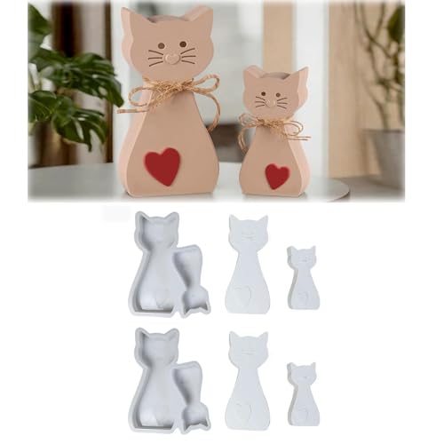 SHANGYU 2 St Silikonform GießForm Katze, Gießformen für Katze Gips Silikonform, Epoxidharz-Form, 3D KäTzchen Silikon GießForm Katze Gips, für Bastelarbeiten, Gips, Kunsthandwerk (2St) von SHANGYU