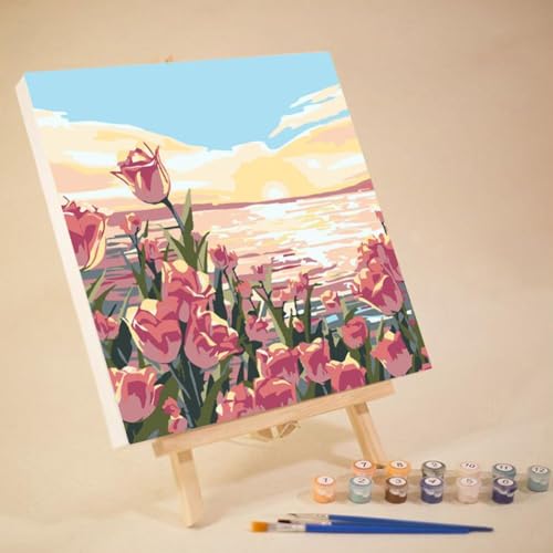 SHANGYU Gerahmtes Malen nach Zahlen für Erwachsene, Malen nach Zahlen für Erwachsene und Anfänger, DIY Tulpen Malen nach Zahlen, Blumen-Malen-nach-Zahlen-Set auf Leinwand mit Rahmen und Staffelei für SHANGYU Gerahmtes Malen nach Zahlen für Erwachsene, Malen nach Zahlen für Erwachsene und Anfänger, DIY Tulpen Malen nach Zahlen, Blumen-Malen-nach-Zahlen-Set auf Leinwand mit Rahmen und Staffelei für von SHANGYU