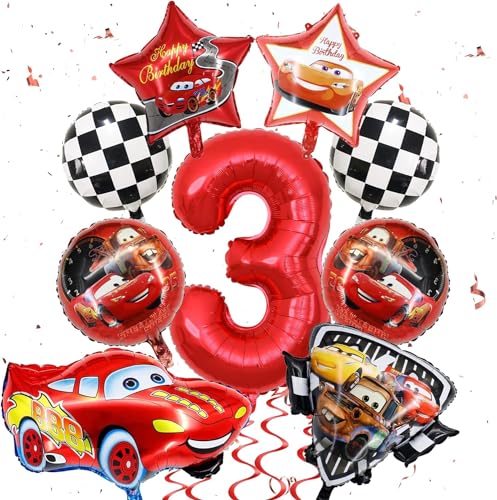 Cars Geburtstag Luftballon 3 Jahre, Geburtstagsdeko 3 Jahre, Deko 3. Geburtstag Mädchen, Kindergeburtstag Deko, für Kinder Geburtstag Party Dekoration von SHANKAM