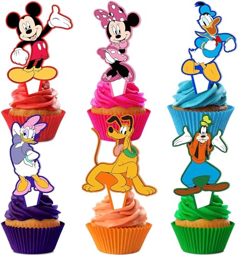 Cartoon Cake Topper, 24pcs Cupcake Topper Geburtstag Kinder, Kuchen Topper, Cake Topper, Kuchendekoration für Geburtstagsfeiern und Cartoon-Themenpartys für Kinder von SHANKAM