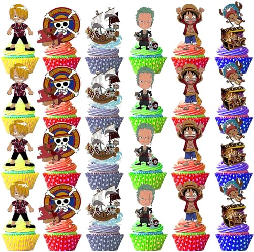 Cartoon Cake Topper, 48pcs Cupcake Topper Geburtstag Kinder, Topper für Torte Kinder, Cake Topper, Kuchendekoration für Geburtstagsfeiern und Cartoon-Themenpartys für Kinder（D） von SHANKAM