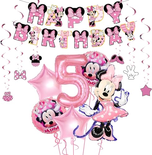 deko 5. geburtstag mädchen,luftballons geburtstag 5.mädchen,happy birthday girlande rosa,spiral girlanden deko mädchen,geburtstagsdeko rosa,für geburtstagsdeko 5 jahre mädchen von SHANKAM