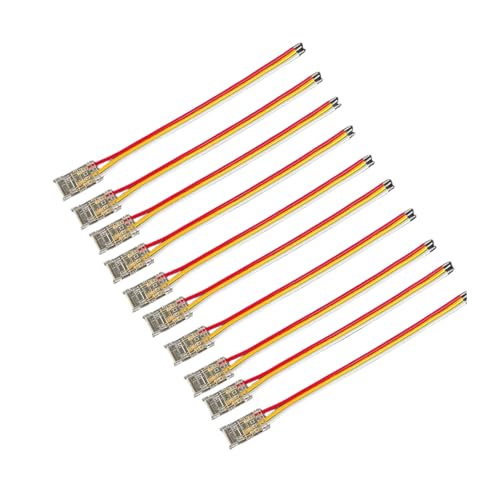 SHAOYAYAZHANG CCT COB-LED-Streifen-Verbindungs-Set für 8 mm breite CCT-COB-LED-Streifen, 3-polig, 10 Stück Streifen zu Drahtverbinder für 8 mm COB-LED-Lichtstreifen SHAOYAYAZHANG CCT COB-LED-Streifen-Verbindungs-Set für 8 mm breite CCT-COB-LED-Streifen, 3-polig, 10 Stück Streifen zu Drahtverbinder für 8 mm COB-LED-Lichtstreifen von SHAOYAYAZHANG